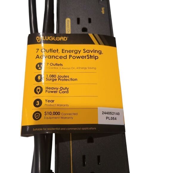 Plugload 7 Outlet Energy Saving Advanced PowerStrip surge protection Black New - Picture 4 of 5